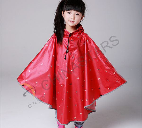 Fashion children raincoat with reflective tape